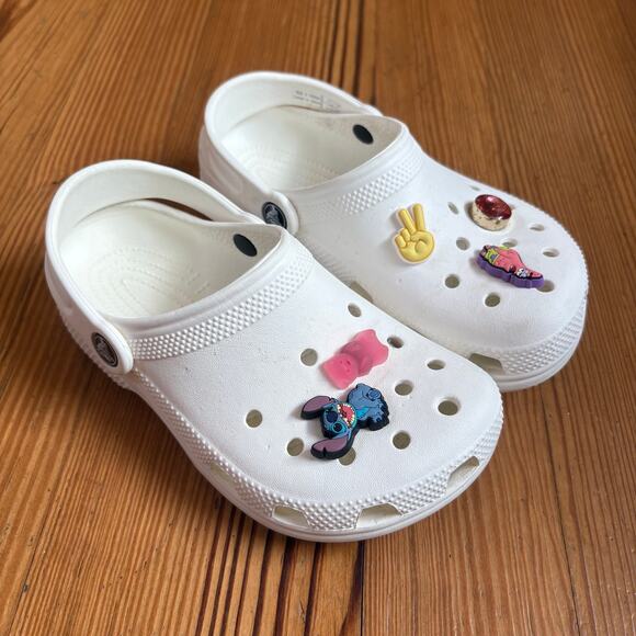 Crocs white classic slip on clog kids shoes SIZE 1 - Picture 1 of 6